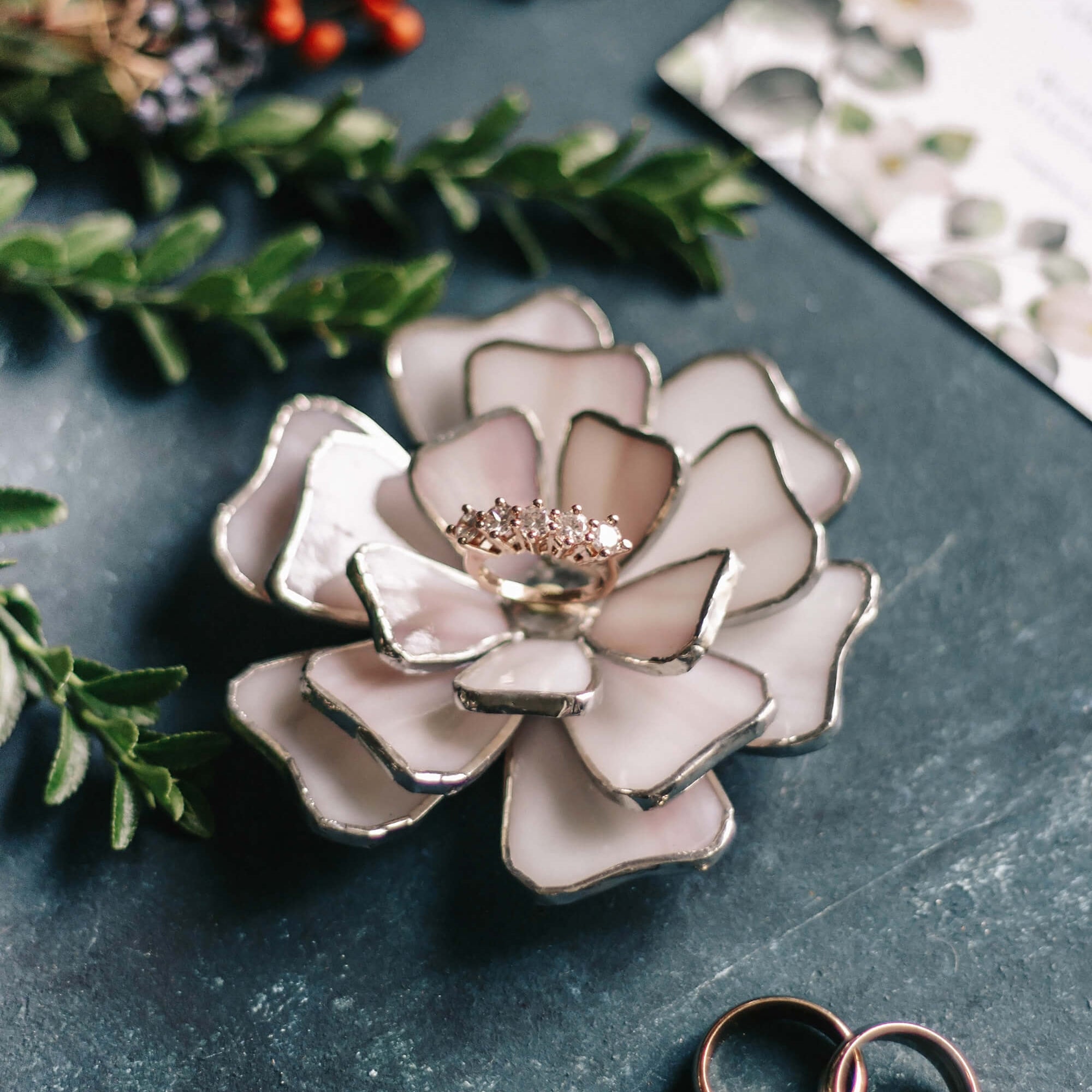 floral wedding ring holder