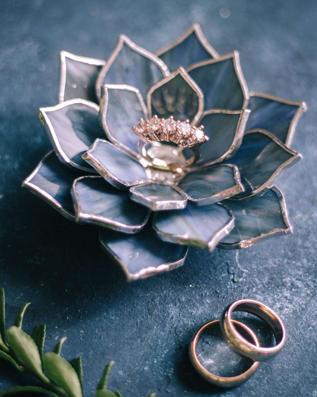 glass succulent wedding ring dish