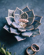 glass succulent wedding ring dish