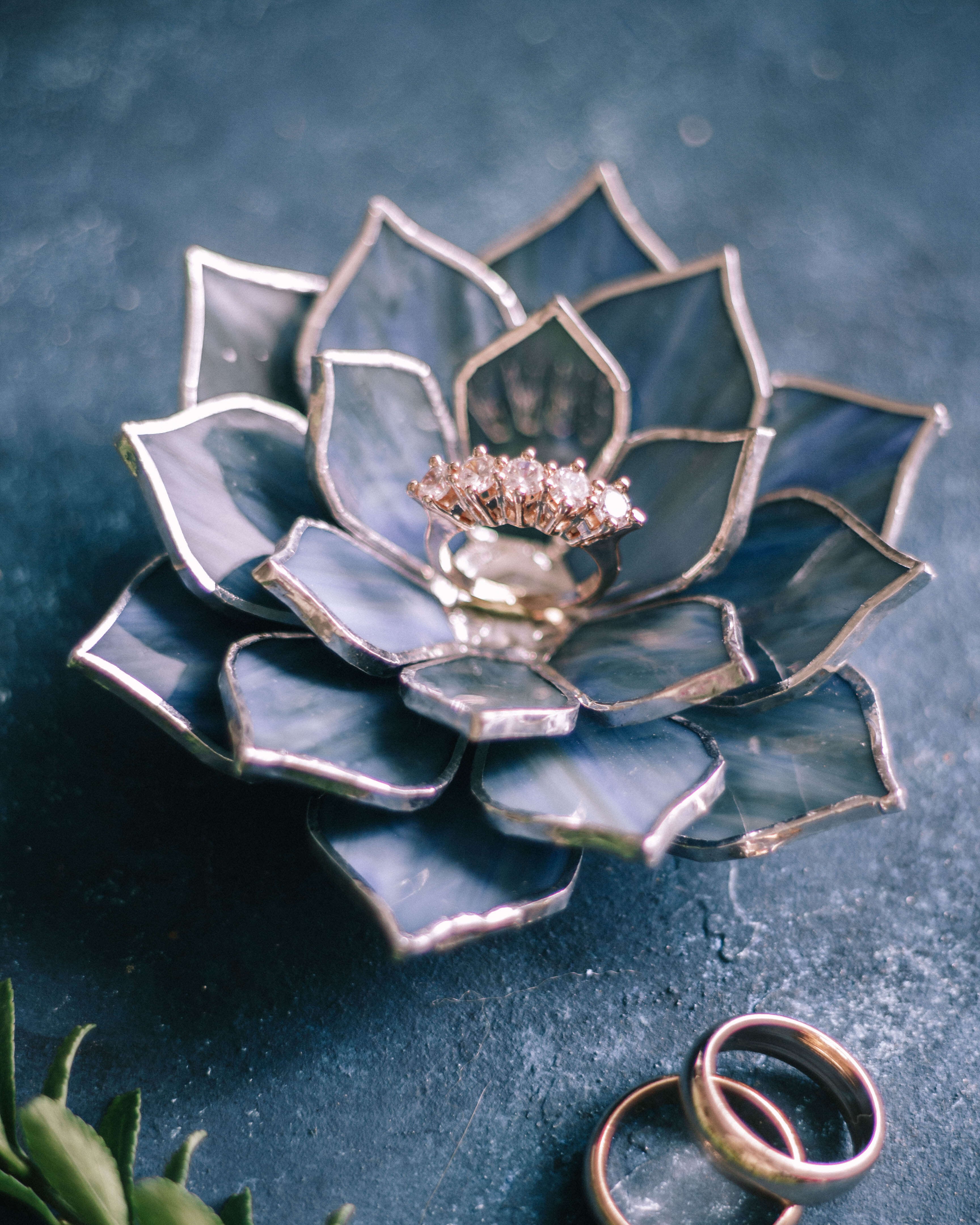 glass succulent wedding ring dish