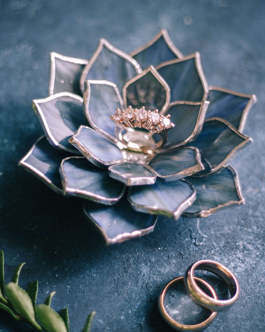 glass succulent wedding ring dish