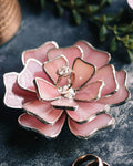 pink flower wedding ring dish