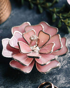 pink flower wedding ring dish