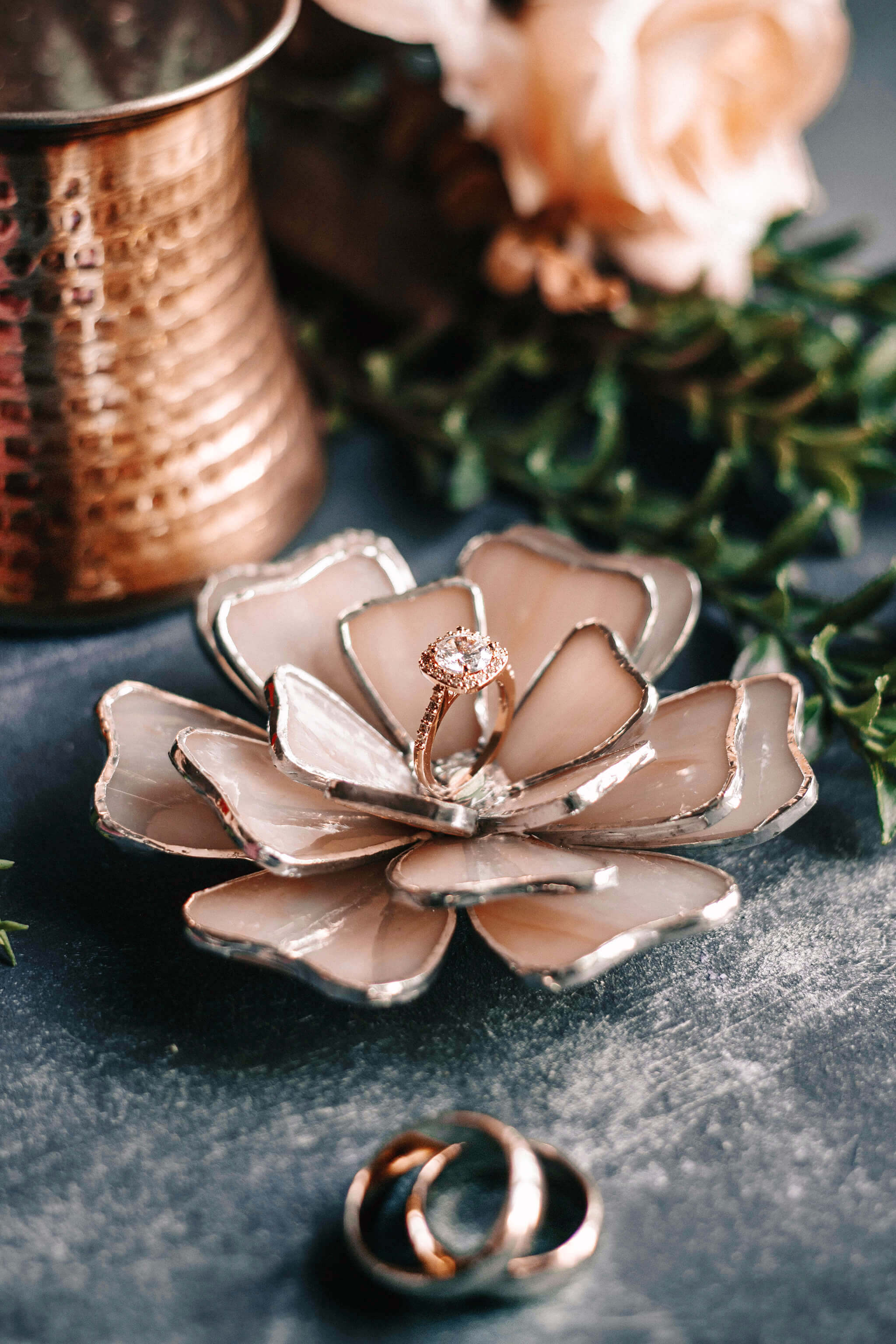 pink wedding ring dish