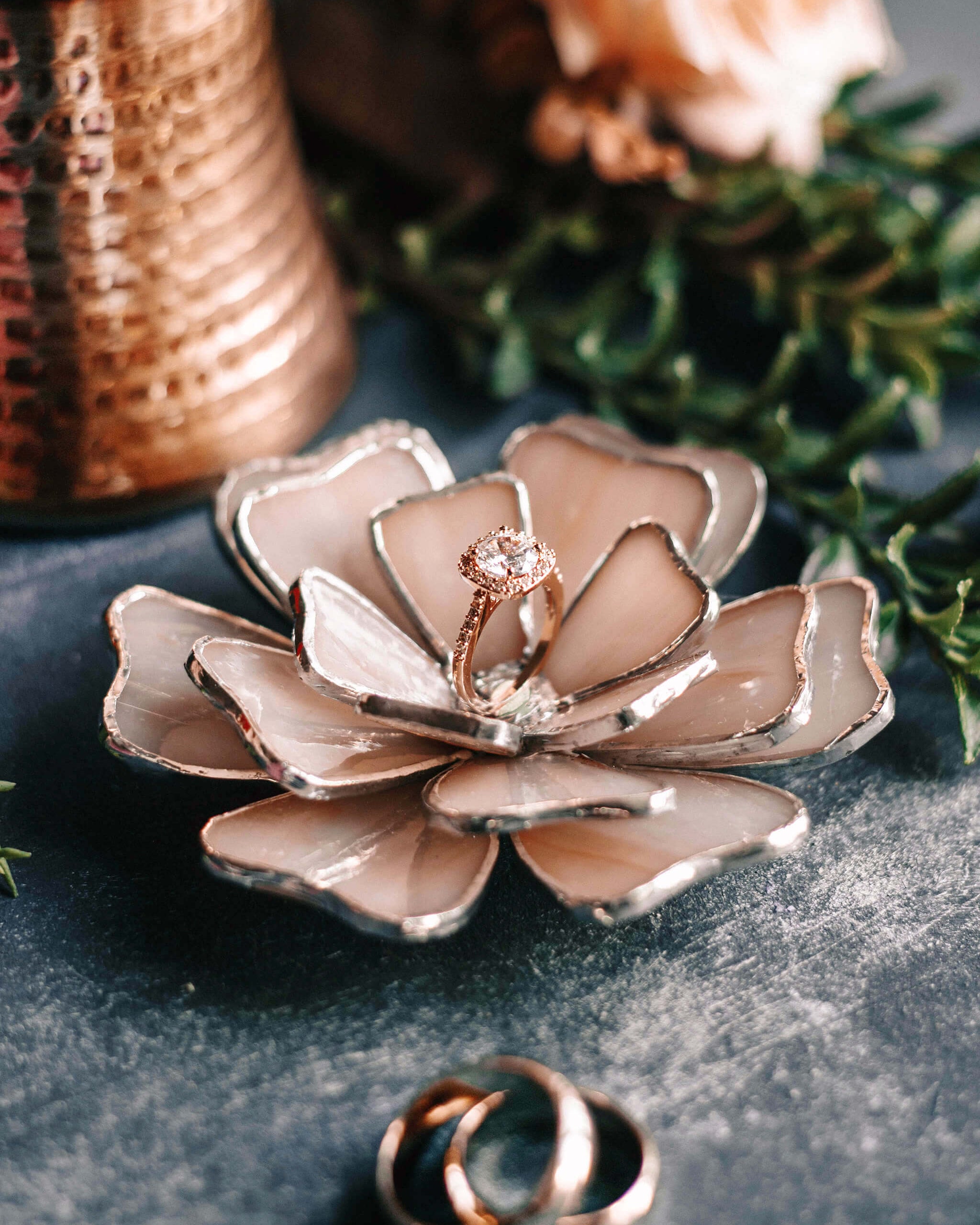 pink wedding ring dish